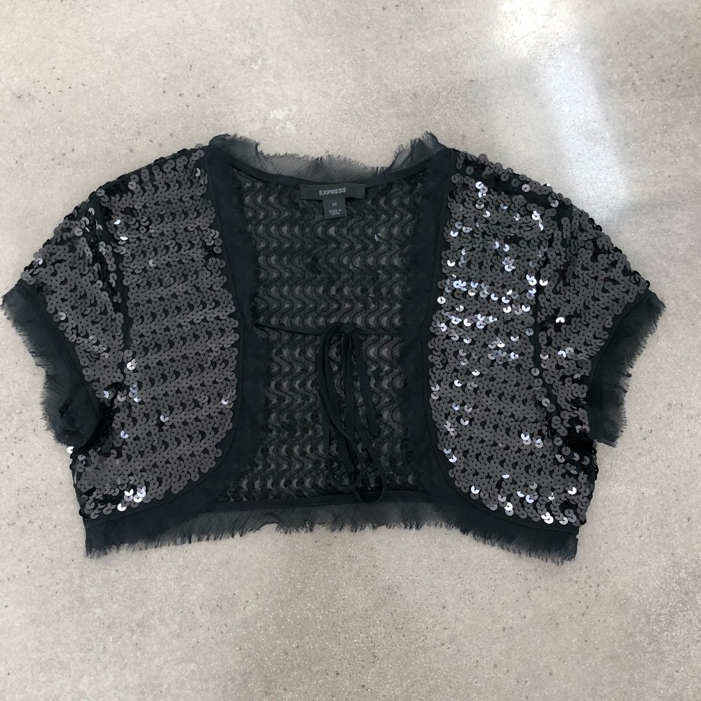Express sequin cropped shall top.
